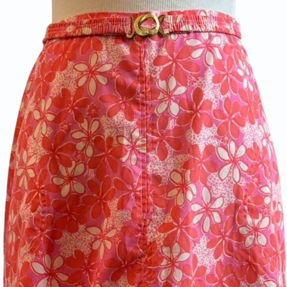 VTG 70s Lilly Pulitzer Wrap Skirt Size S Midi Ditzy Floral Belted Buckle - Picture 2 of 8